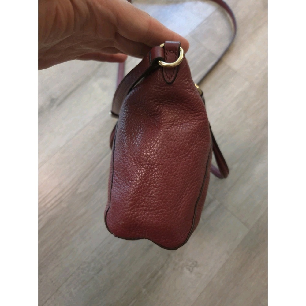 Coach Mini Kelsey Satchel Purse Small Burgundy Pebbled Leather Bag - Picture 7 of 16